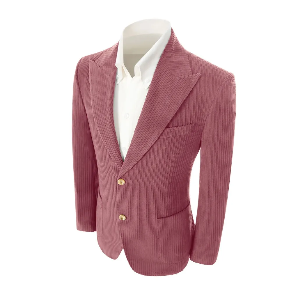 Winter Corduroy Peak Lapel 2 Pieces Men's Suits Jacket Pants 2786