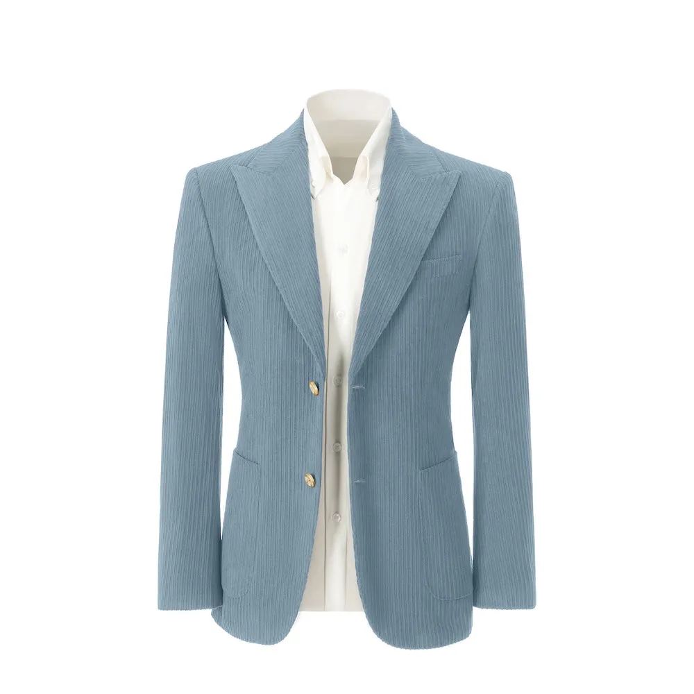 Winter Corduroy Peak Lapel 2 Pieces Men's Suits Jacket Pants 2786
