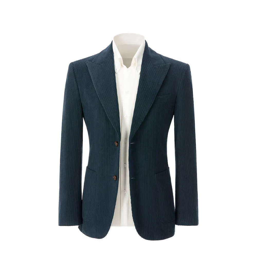 Winter Corduroy Peak Lapel 2 Pieces Men's Suits Jacket Pants 2786