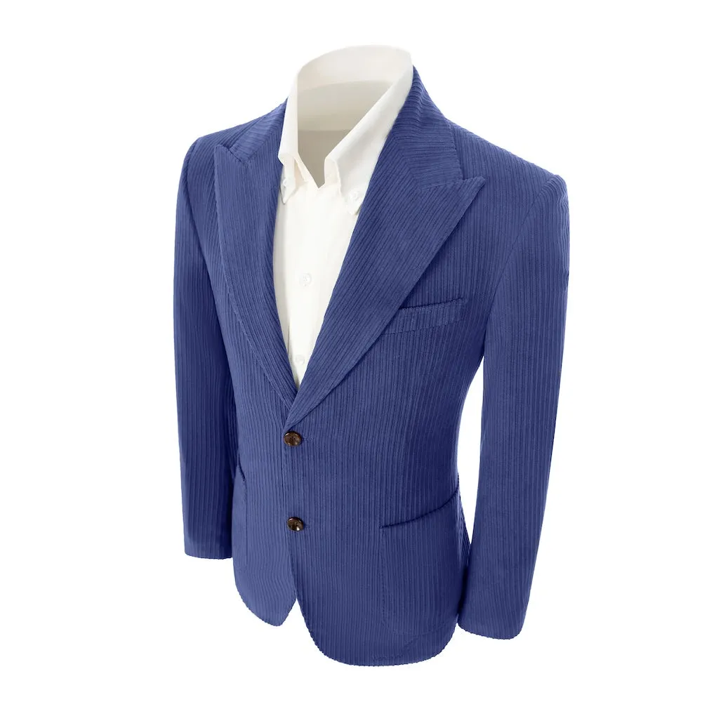 Winter Corduroy Peak Lapel 2 Pieces Men's Suits Jacket Pants 2786