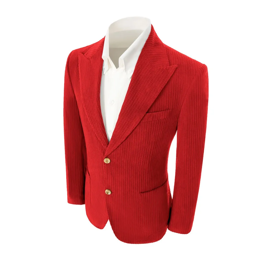 Winter Corduroy Peak Lapel 2 Pieces Men's Suits Jacket Pants 2786