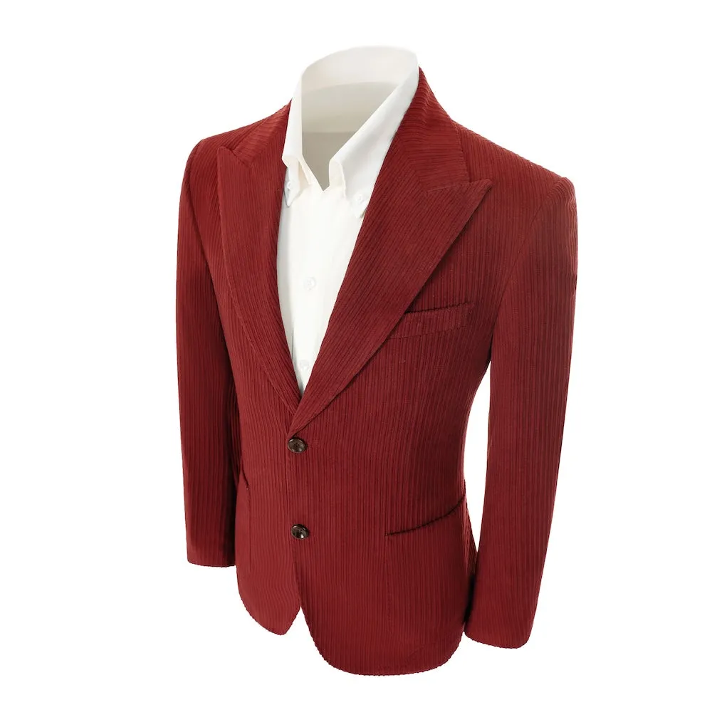 Winter Corduroy Peak Lapel 2 Pieces Men's Suits Jacket Pants 2786