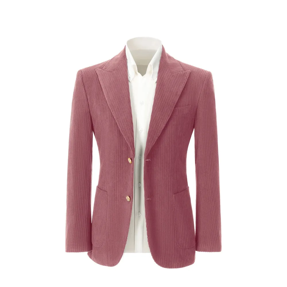 Winter Corduroy Peak Lapel 2 Pieces Men's Suits Jacket Pants 2786