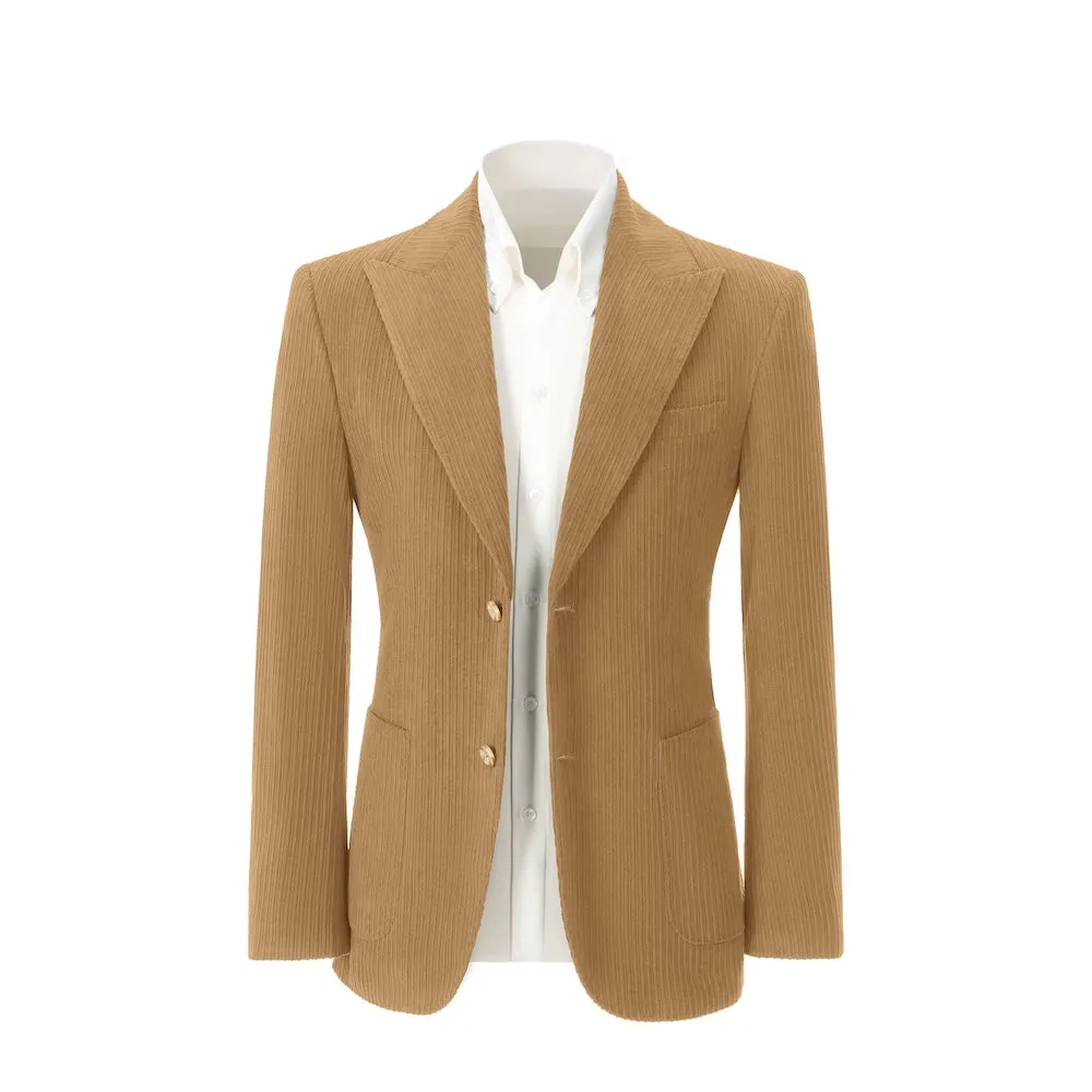 Winter Corduroy Peak Lapel 2 Pieces Men's Suits Jacket Pants 2786