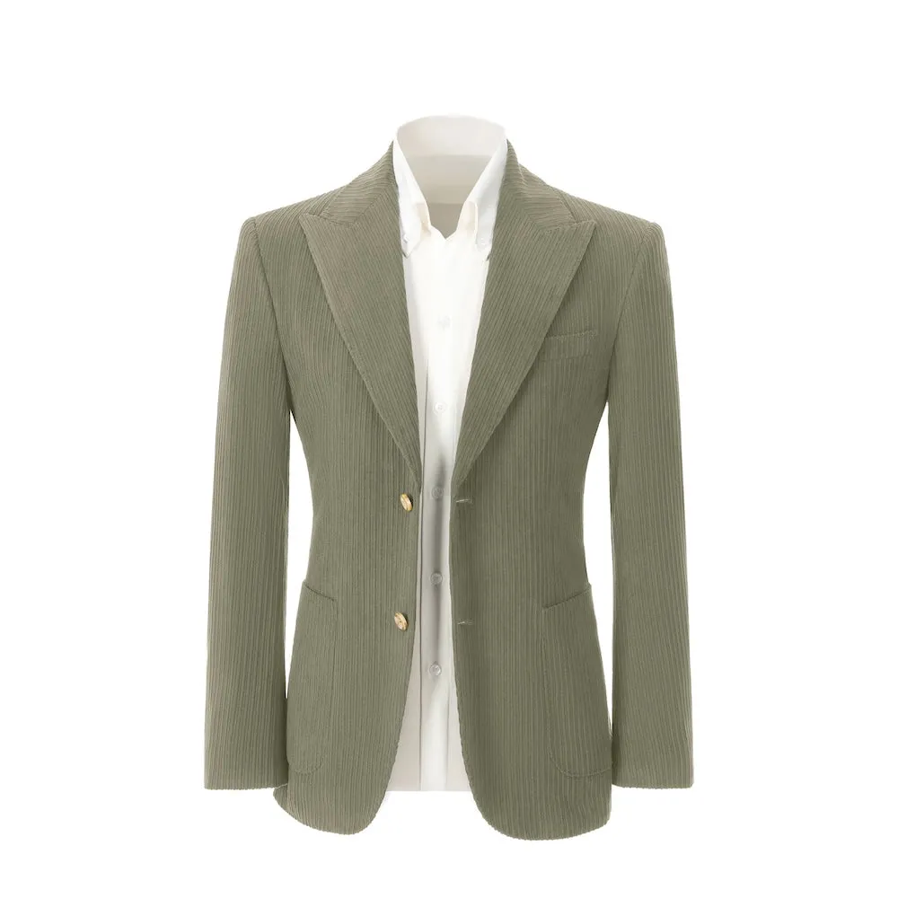 Winter Corduroy Peak Lapel 2 Pieces Men's Suits Jacket Pants 2786