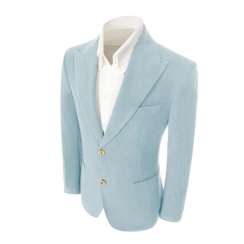 Winter Corduroy Peak Lapel 2 Pieces Men's Suits Jacket Pants 2786