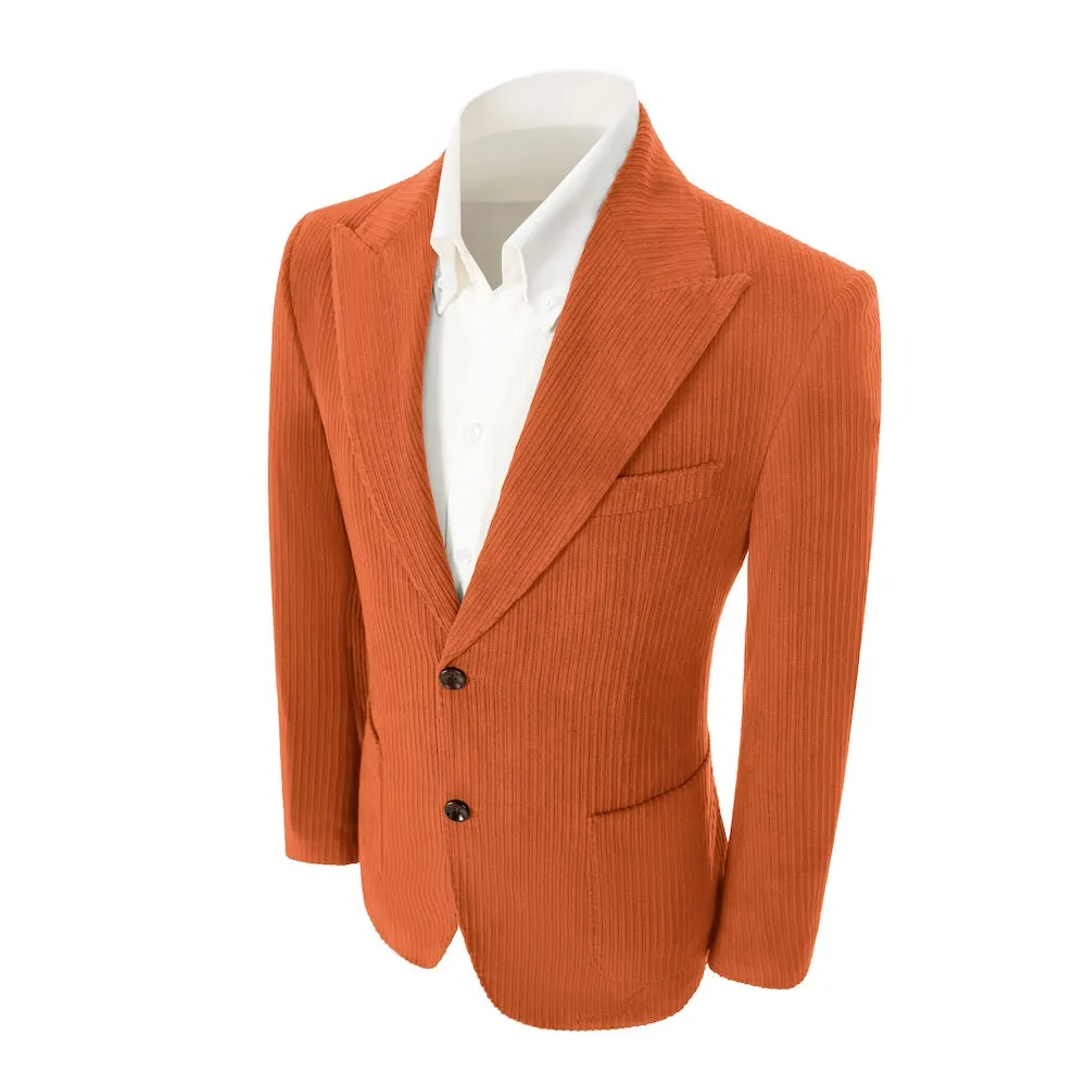 Winter Corduroy Peak Lapel 2 Pieces Men's Suits Jacket Pants 2786