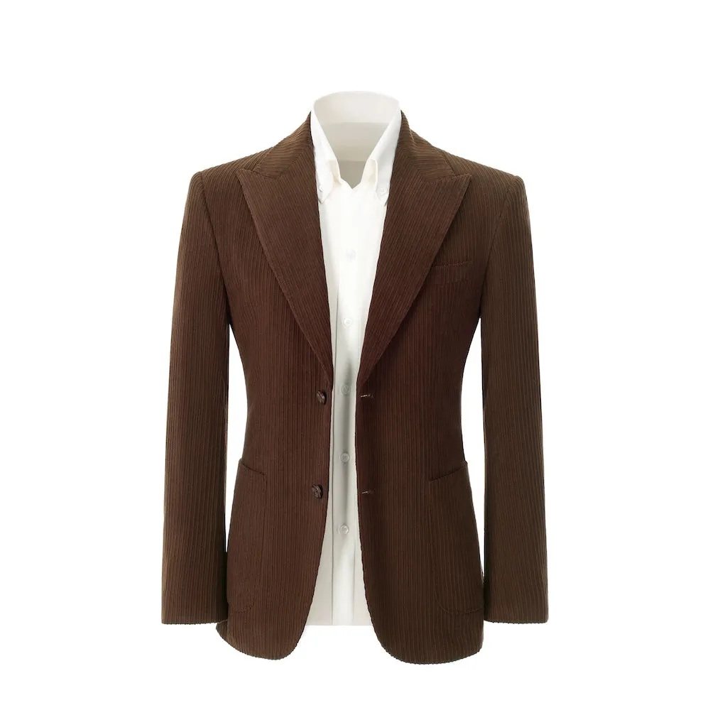 Winter Corduroy Peak Lapel 2 Pieces Men's Suits Jacket Pants 2786