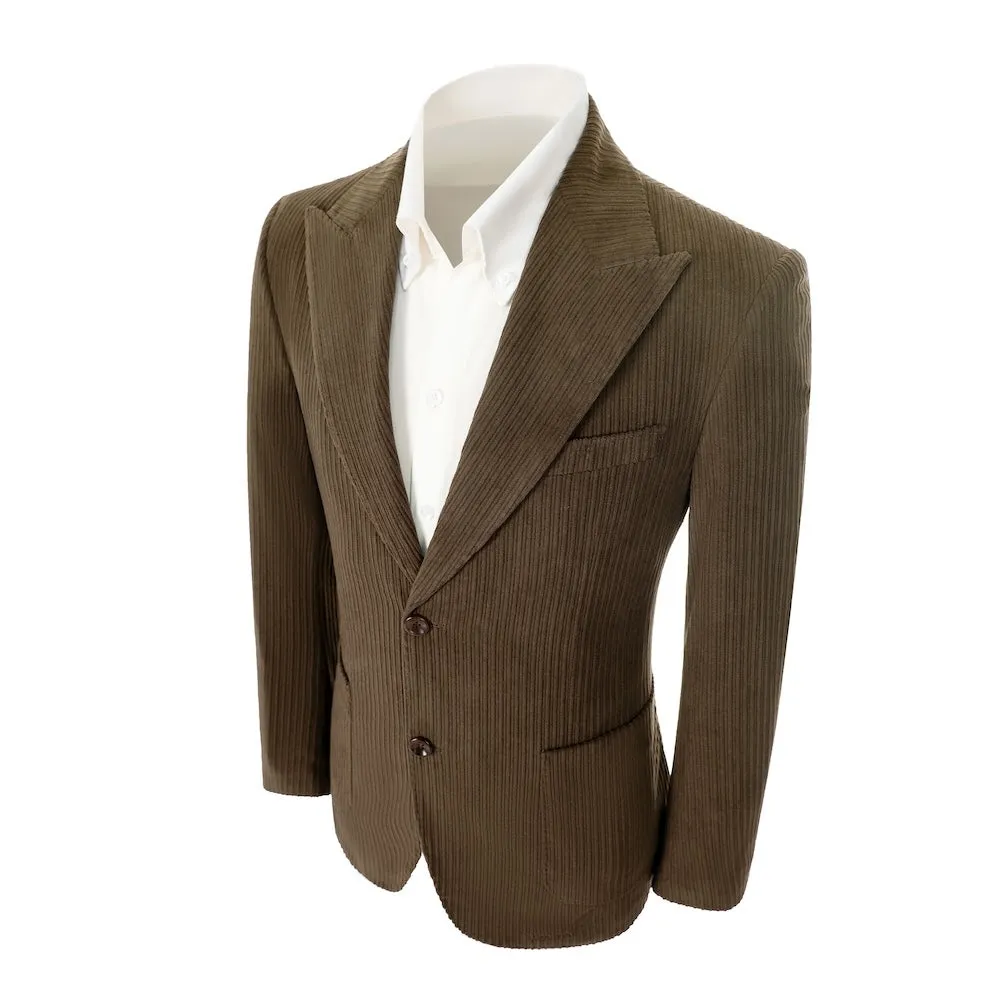 Winter Corduroy Peak Lapel 2 Pieces Men's Suits Jacket Pants 2786