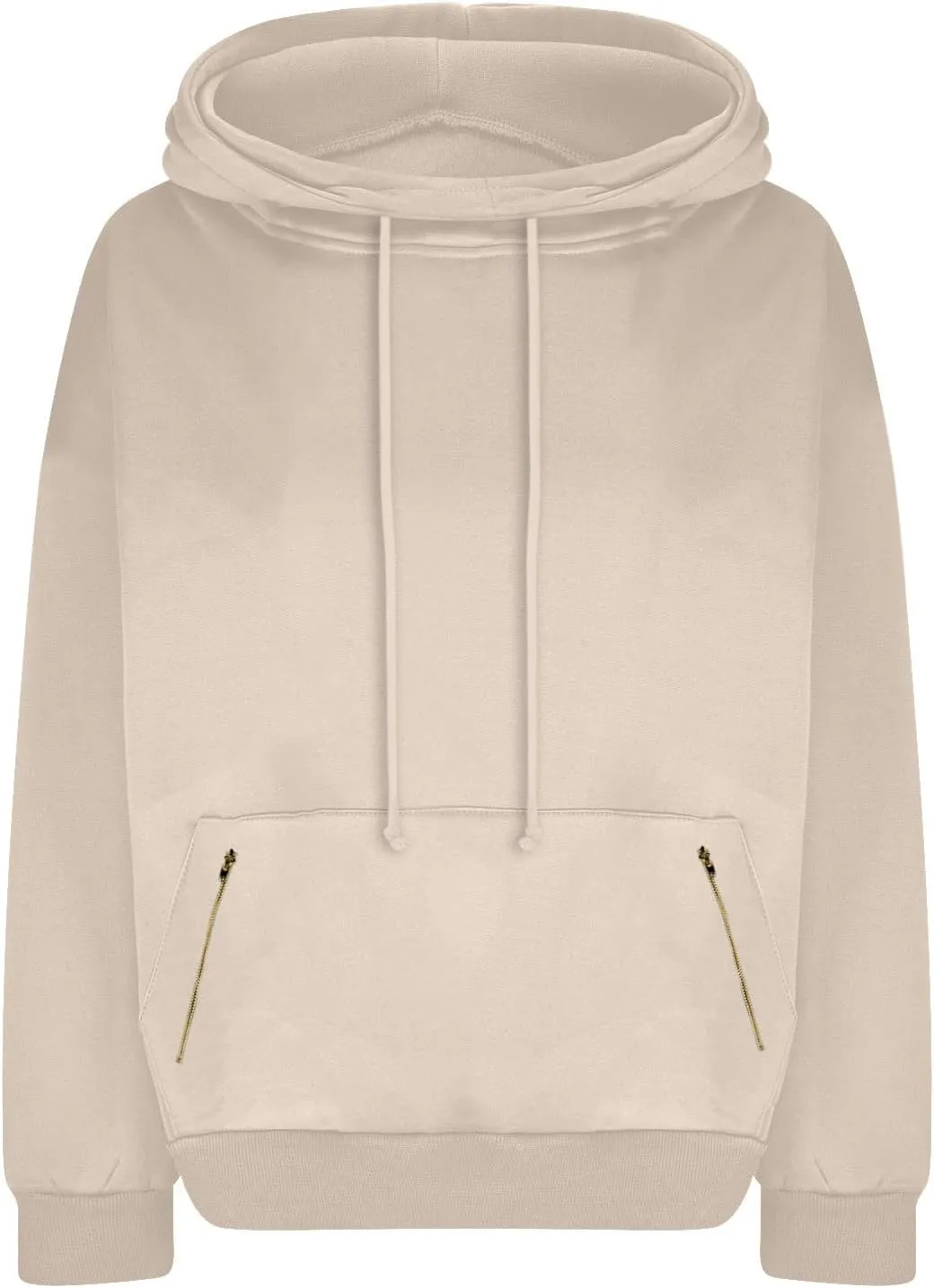 Women Cowl Neck Hoodies Fall Fleece Drawstring Sweatshirts Casual Long Sleeve Hooded Pullover Zipper Kangaroo Pocket