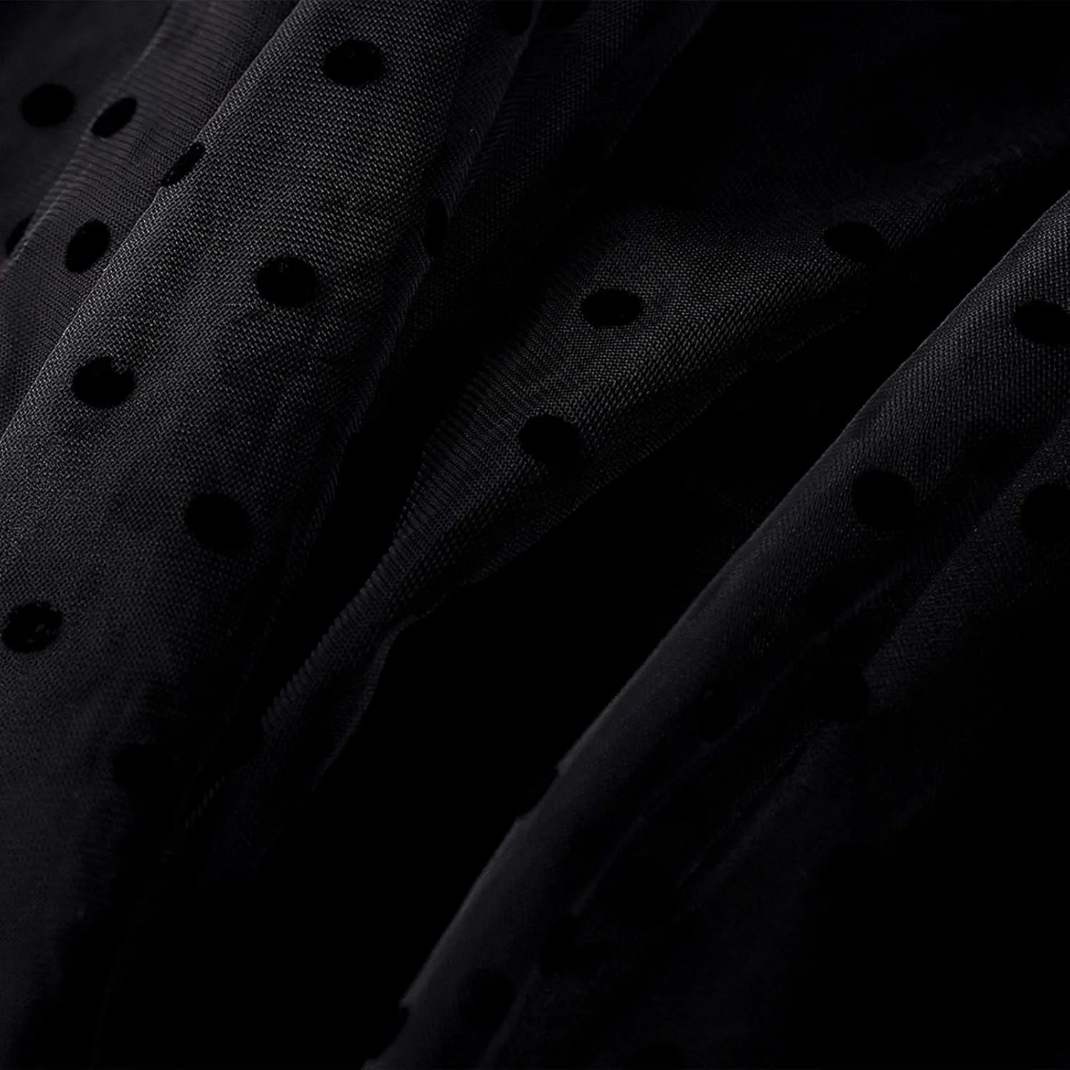 Women Wave Point Yarn Skirt Elastic High Waist Pleated A-Line Midi Skirt Layered Polka Dot Tulle Tutu Skirt