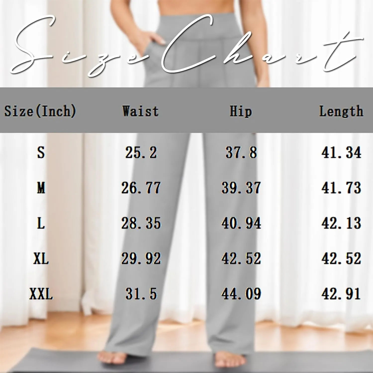Women Wide Leg Yoga Pants with Pockets Tummy Control Flare Leggings Straight Leg Sweatpants Stretch Lounge Pants