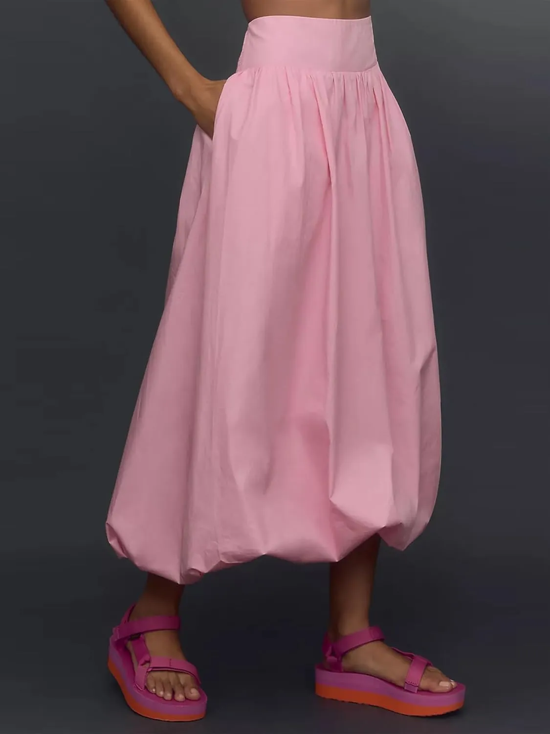 Women Y2k Bubble Maxi Skirt Low Elastic Waist A Line Long Skirt Summer Ruffle Pleated Midi Puffball Skirt