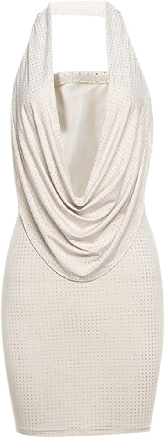 Womens 2024 Wrap V Neck Dress Sequin Sleeveless Ruched Bodycon Sexy Dress Ladies Party Cocktail Club Fashion Mini Party Dress
