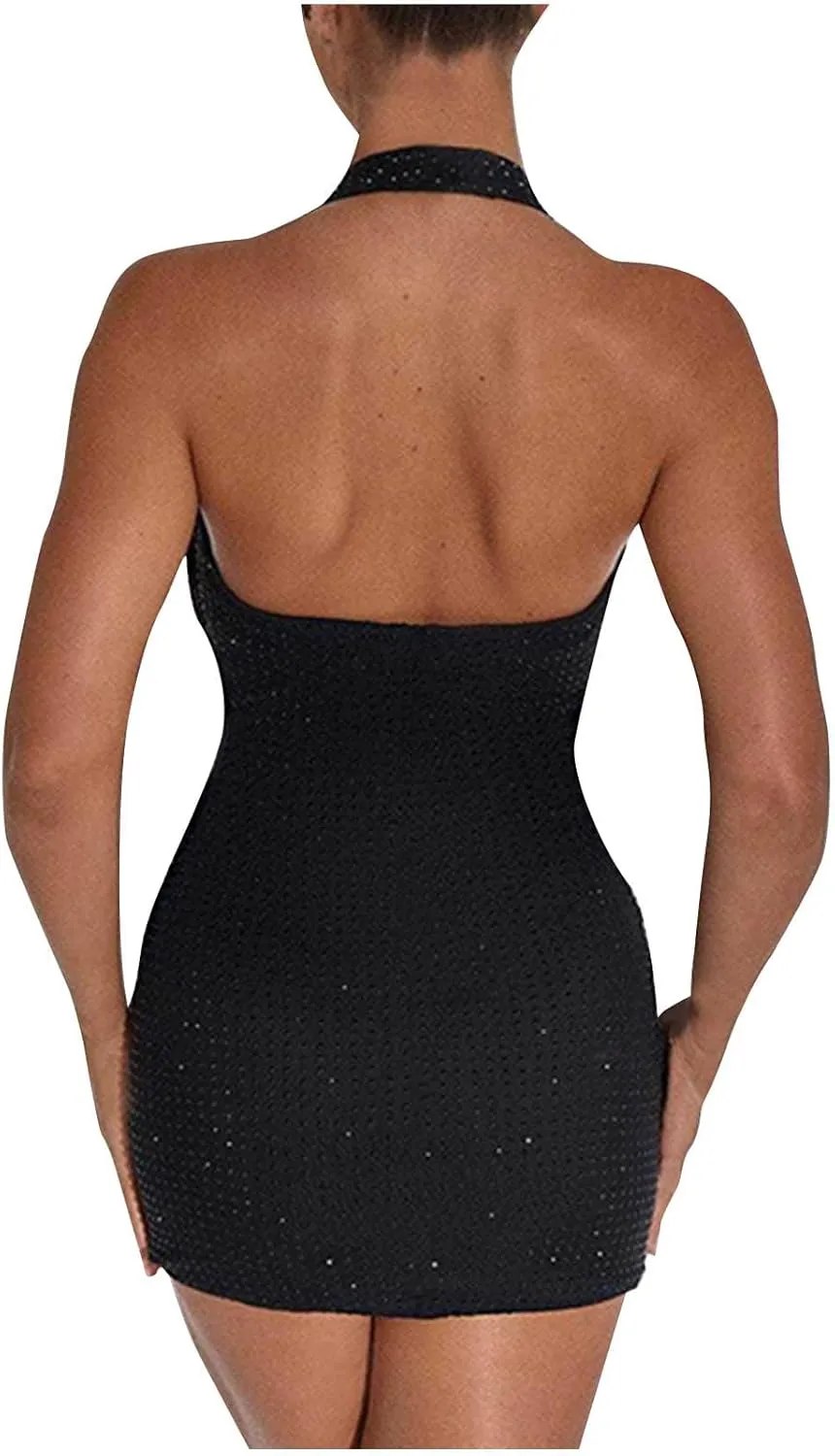 Womens 2024 Wrap V Neck Dress Sequin Sleeveless Ruched Bodycon Sexy Dress Ladies Party Cocktail Club Fashion Mini Party Dress