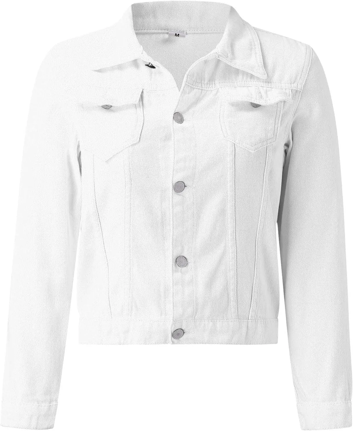 Women's Basic Solid Color Button Down Denim With Pockets Denim Coat Little Denim Jacket