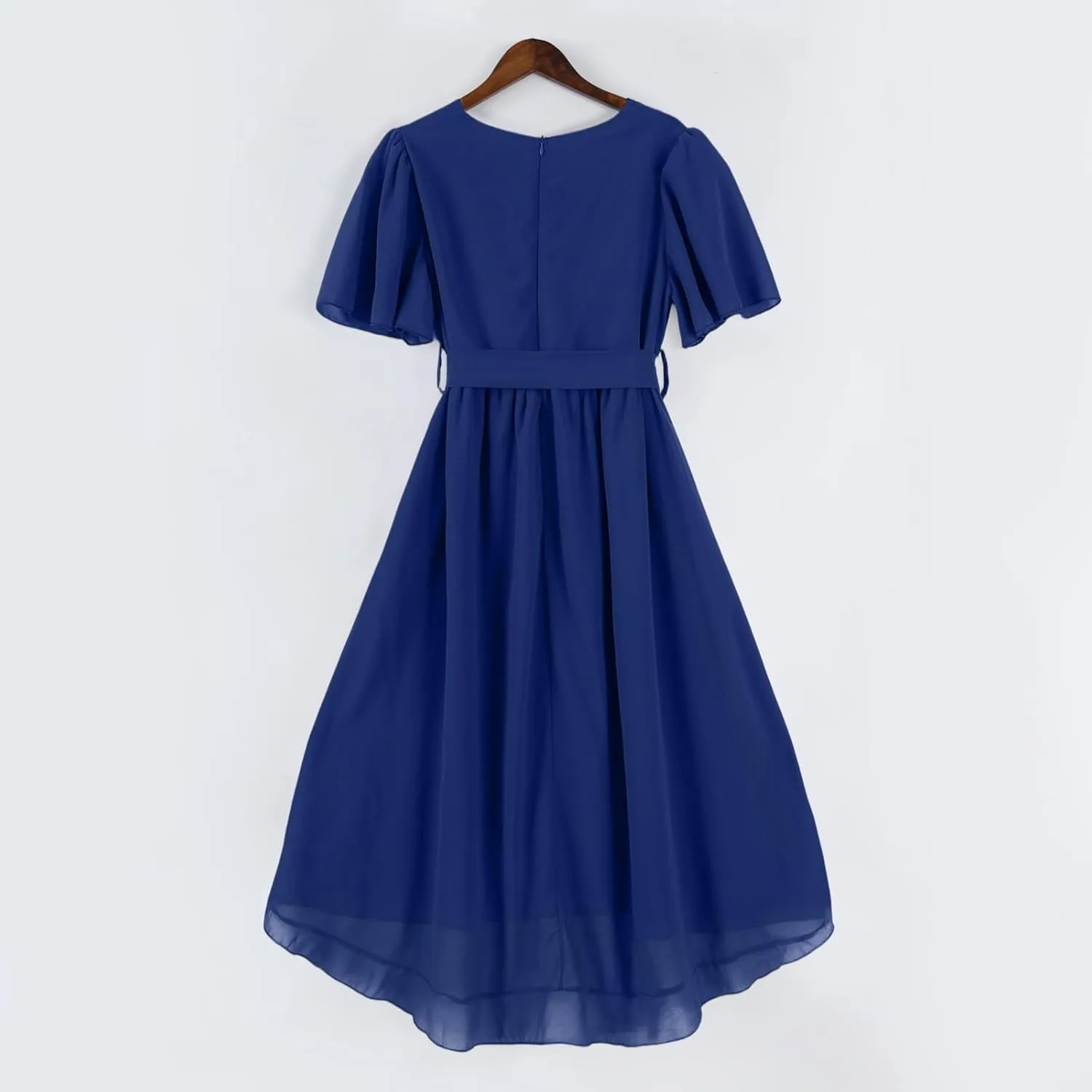 Womens Boho Floral Printed Chiffon Dresses 2025 Elegant V Neck Belted Summer Wedding Prom Cocktail Midi Dress