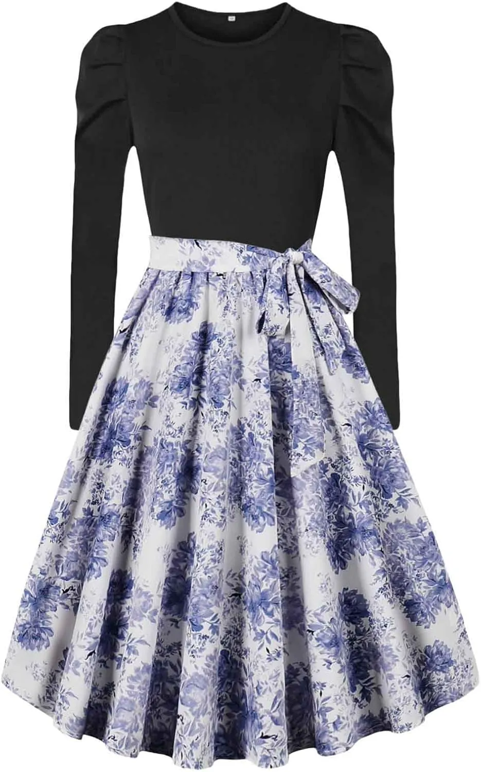 Women's Casual Dresses Womens Long Sleeve Dress Flowy Swing Pleated Boho Tie Waist A-Line Ruffle Mini Dresses