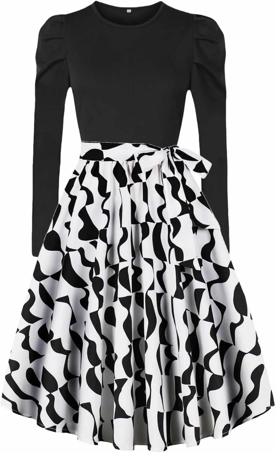 Women's Casual Dresses Womens Long Sleeve Dress Flowy Swing Pleated Boho Tie Waist A-Line Ruffle Mini Dresses