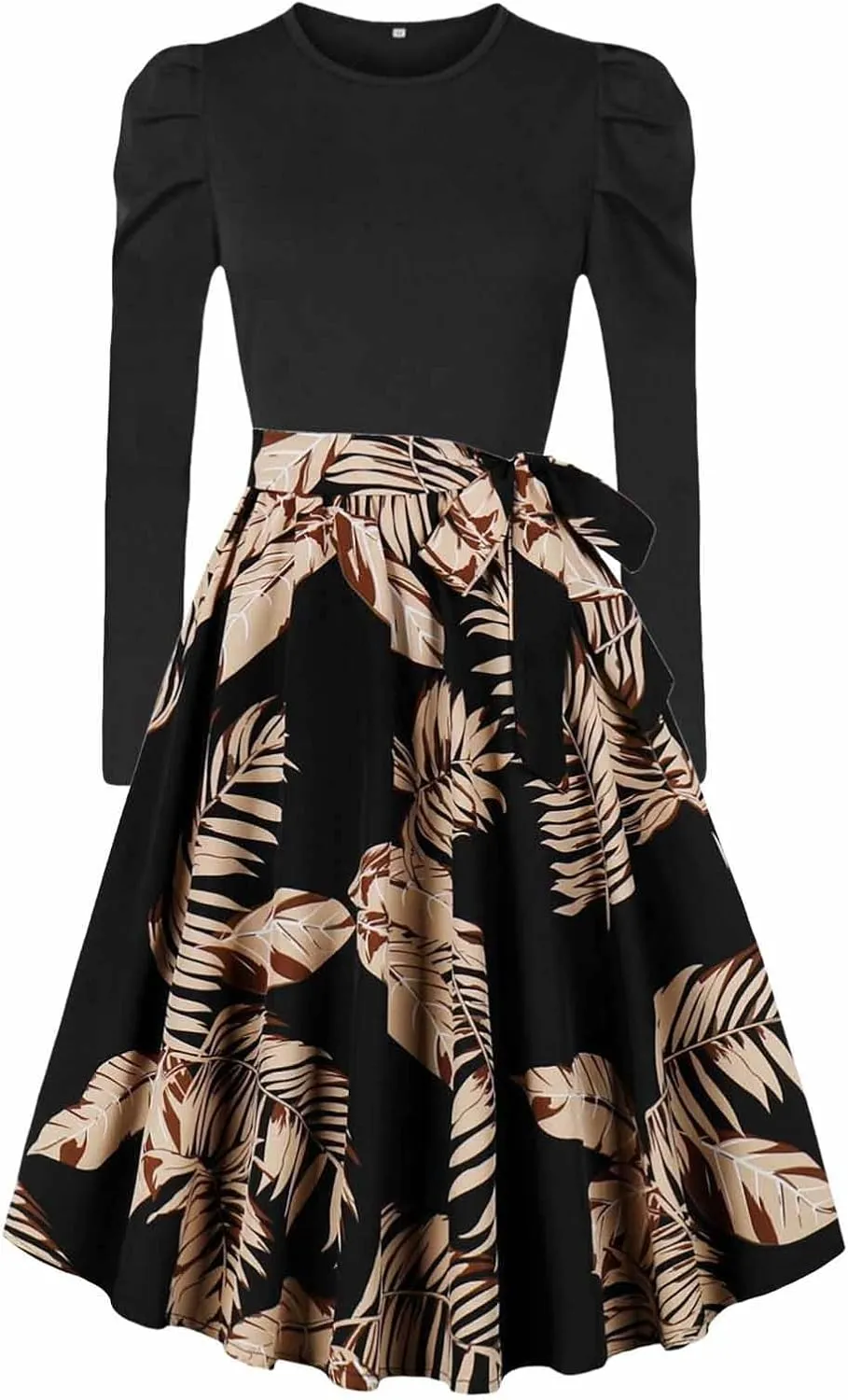 Women's Casual Dresses Womens Long Sleeve Dress Flowy Swing Pleated Boho Tie Waist A-Line Ruffle Mini Dresses