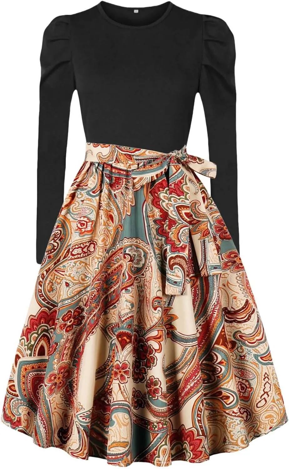 Women's Casual Dresses Womens Long Sleeve Dress Flowy Swing Pleated Boho Tie Waist A-Line Ruffle Mini Dresses