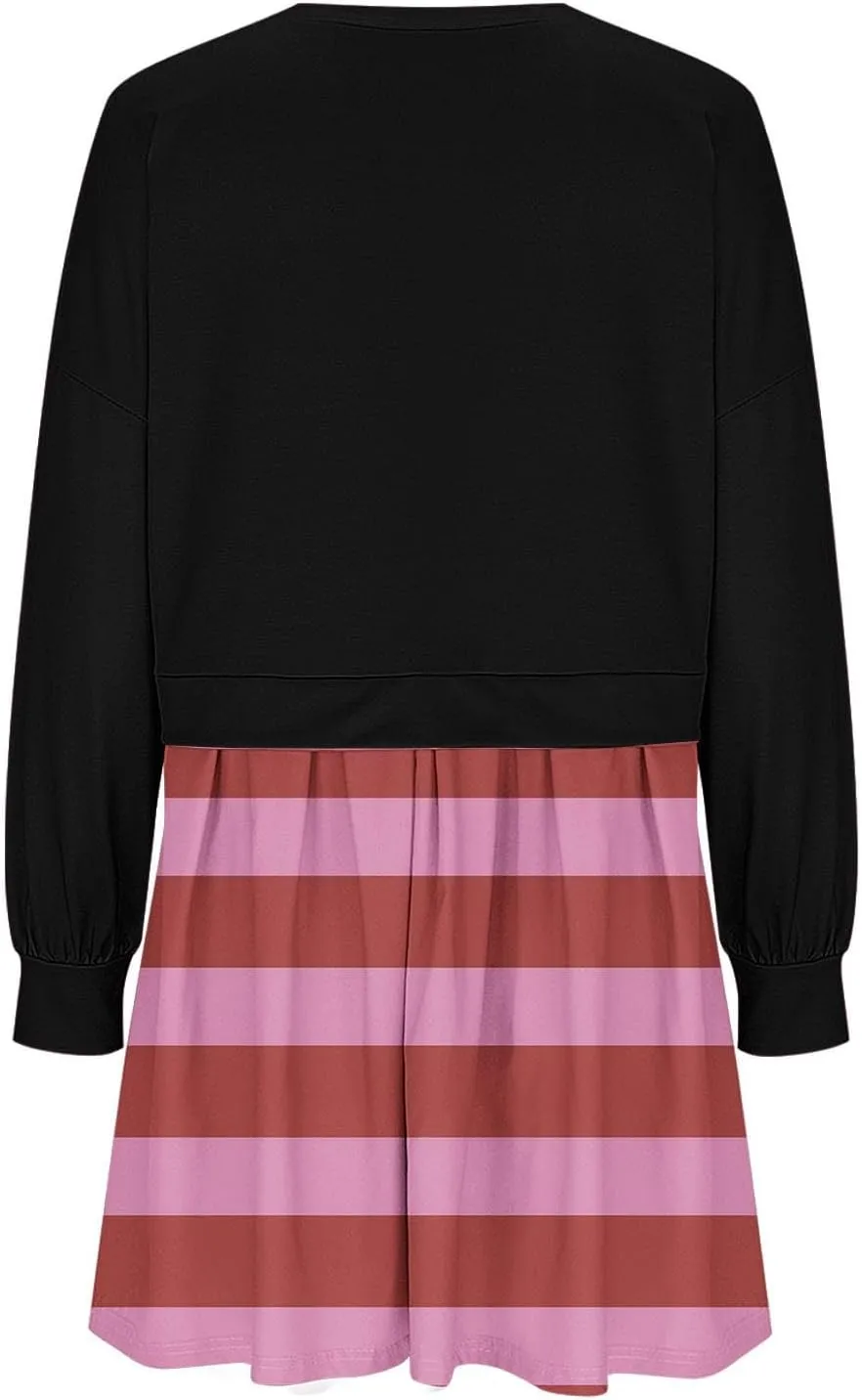 Women's Casual Dresses Womens Long Sleeve Dress Pleated Floral Crew Neck Flowy Swing A-Line Mini Dresses for Women