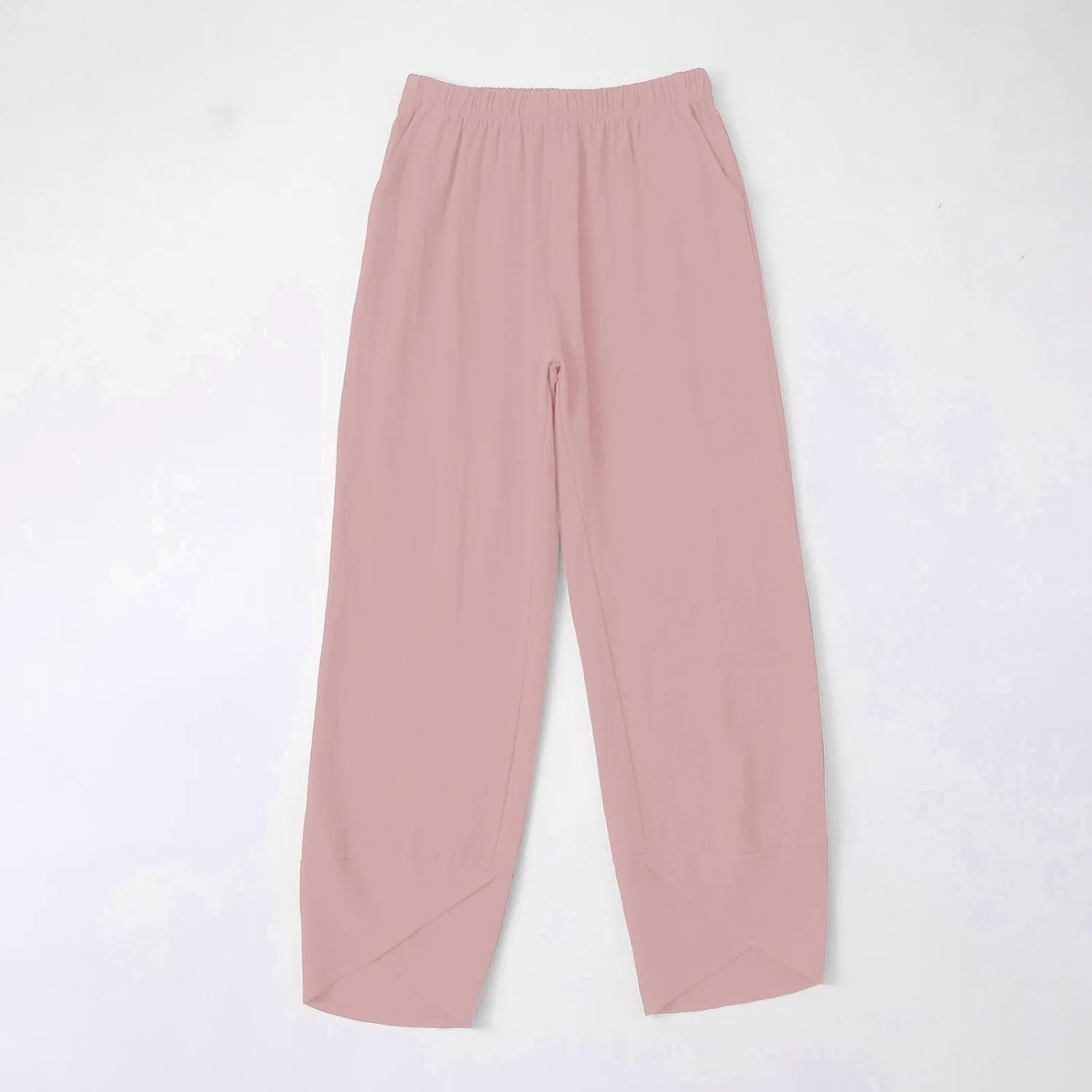 Womens Cotton Linen Straight Pants Spring Summer High-Waist Pant Loose Trousers with Irregular Pant Legs for Vacation