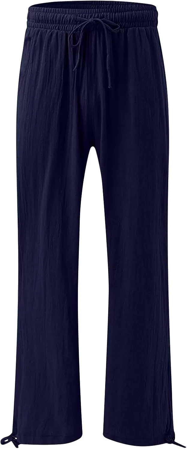 Womens Elastic High Waisted Palazzo Pants 2024 Summer Trendy Casual Wide Leg Pant Long Lounge Trousers with Pocket