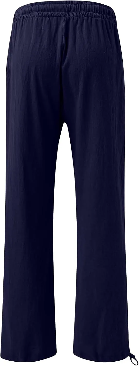 Womens Elastic High Waisted Palazzo Pants 2024 Summer Trendy Casual Wide Leg Pant Long Lounge Trousers with Pocket
