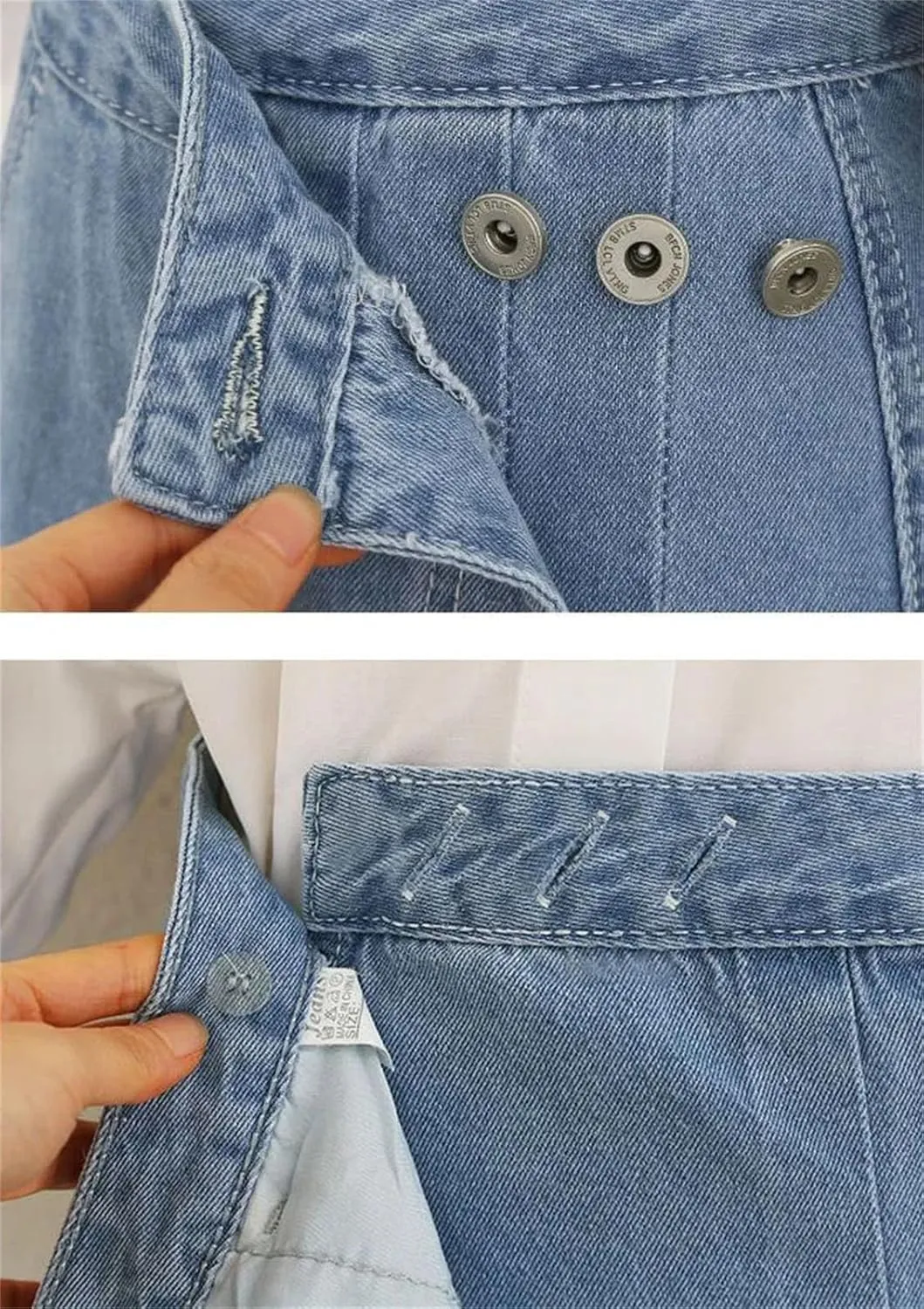 Womens High Waist Irregular Pleated Baggy Denim Skirt Korean Fashion Streetwear Loose A Lined Jean Skirts