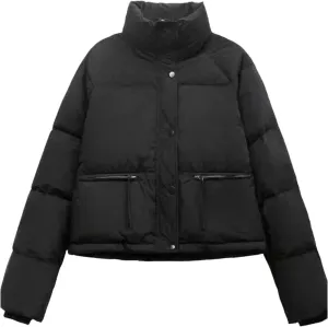 Women's Jacket in Cotton-padded Short Fashion Stand Collar Thicken Bread Jacket Coat Tops