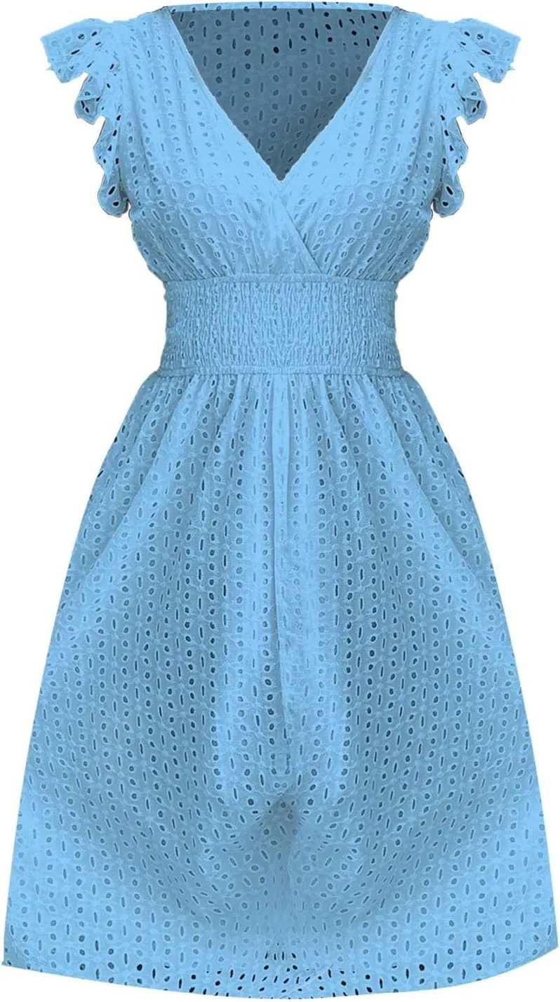 Women's MIDI Lace Cutout Slimming V Neck Plus Size Dress Basics T Shirt Dress