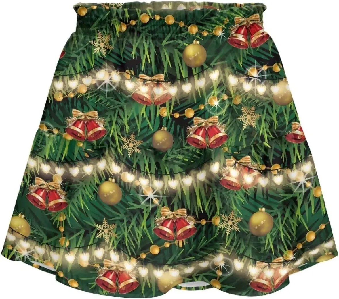 Women's Mini Skirt with Ruffle Hem Stretchy Flared High Waist A-Line Pleated Skirt Casual Loose Short Skirt XS-XL