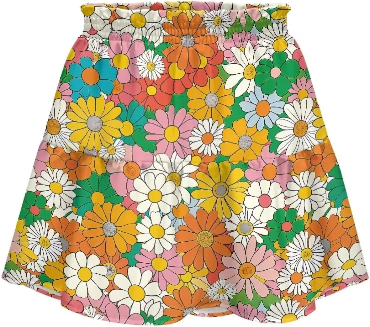 Women's Mini Skirt with Ruffle Hem Stretchy Flared High Waist A-Line Pleated Skirt Casual Loose Short Skirt XS-XL