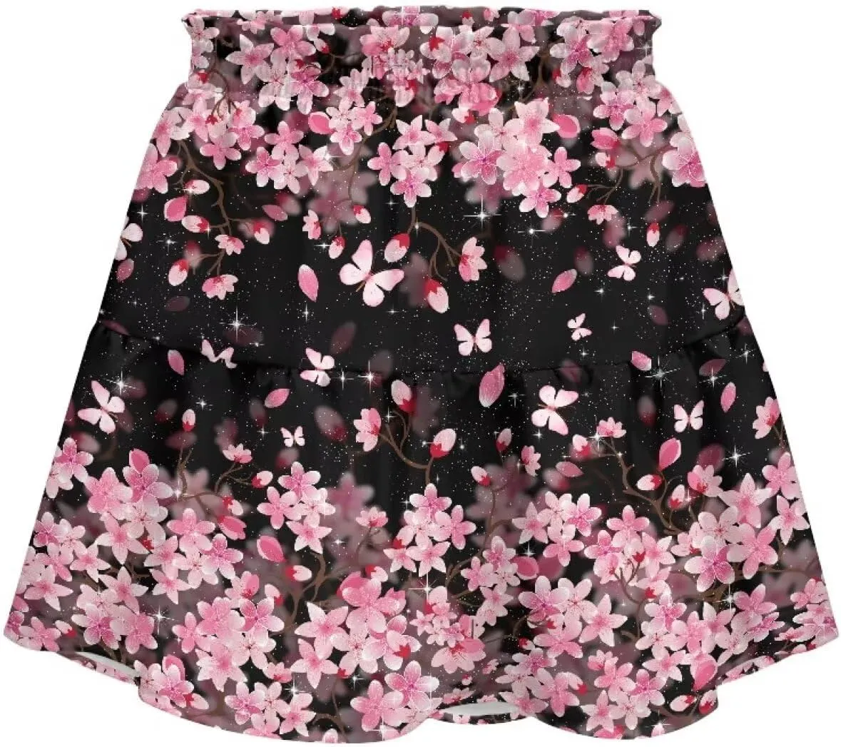 Women's Mini Skirt with Ruffle Hem Stretchy Flared High Waist A-Line Pleated Skirt Casual Loose Short Skirt XS-XL