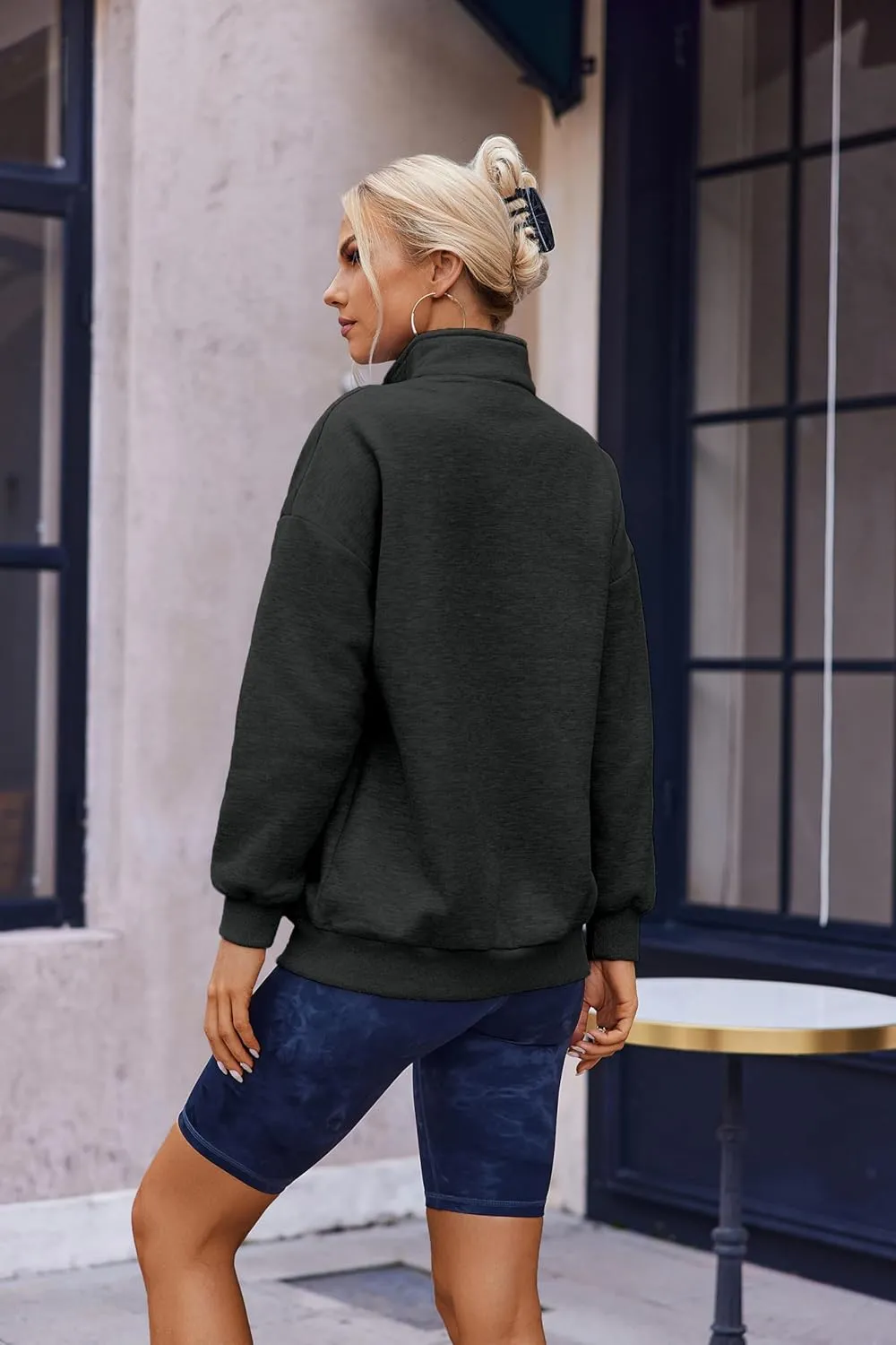 Womens Oversized Sweatshirts Half Zip Pullover 2024 Fall Trendy Fashion Outfits Drop Shoulder Tunic Pullover Tops