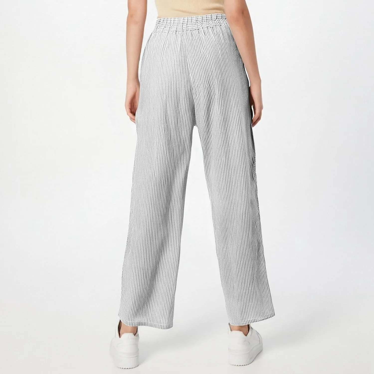 Womens Pants, Casual Pants Straight Leg Loose Peasant Linen Cotton Women Side