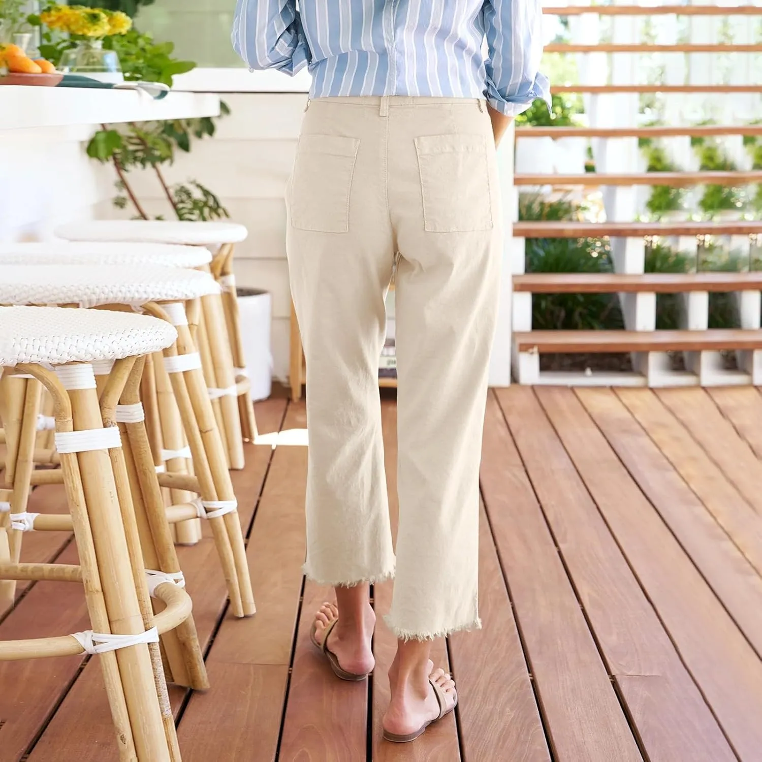 Womens Pants, Cotton Peasant Pants Casual Linen Straight Leg Plus Size Lounge