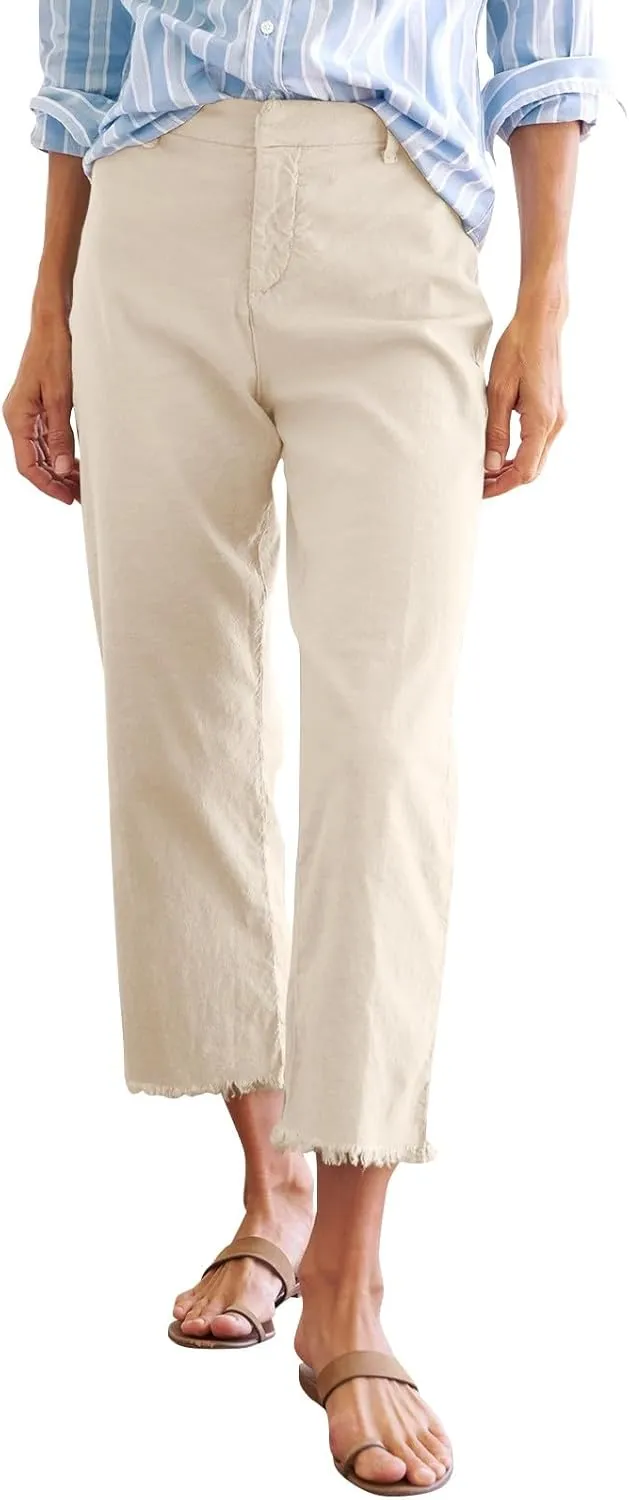 Womens Pants, Cotton Peasant Pants Casual Linen Straight Leg Plus Size Lounge