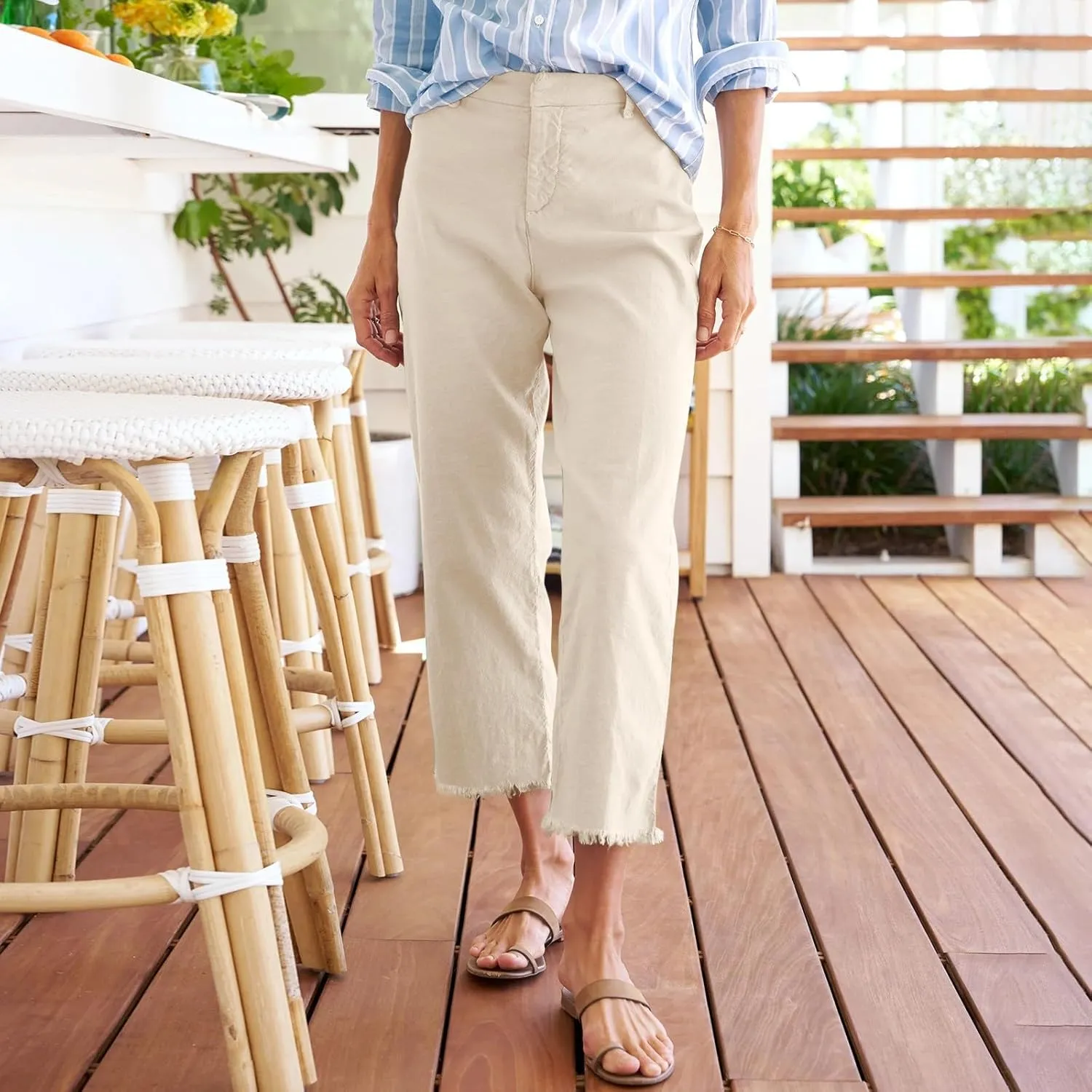 Womens Pants, Cotton Peasant Pants Casual Linen Straight Leg Plus Size Lounge