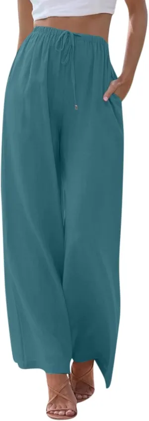 Women's Pants, Pants High Waisted Wide Leg Cotton Linen Straight Lightweight Sweatpants