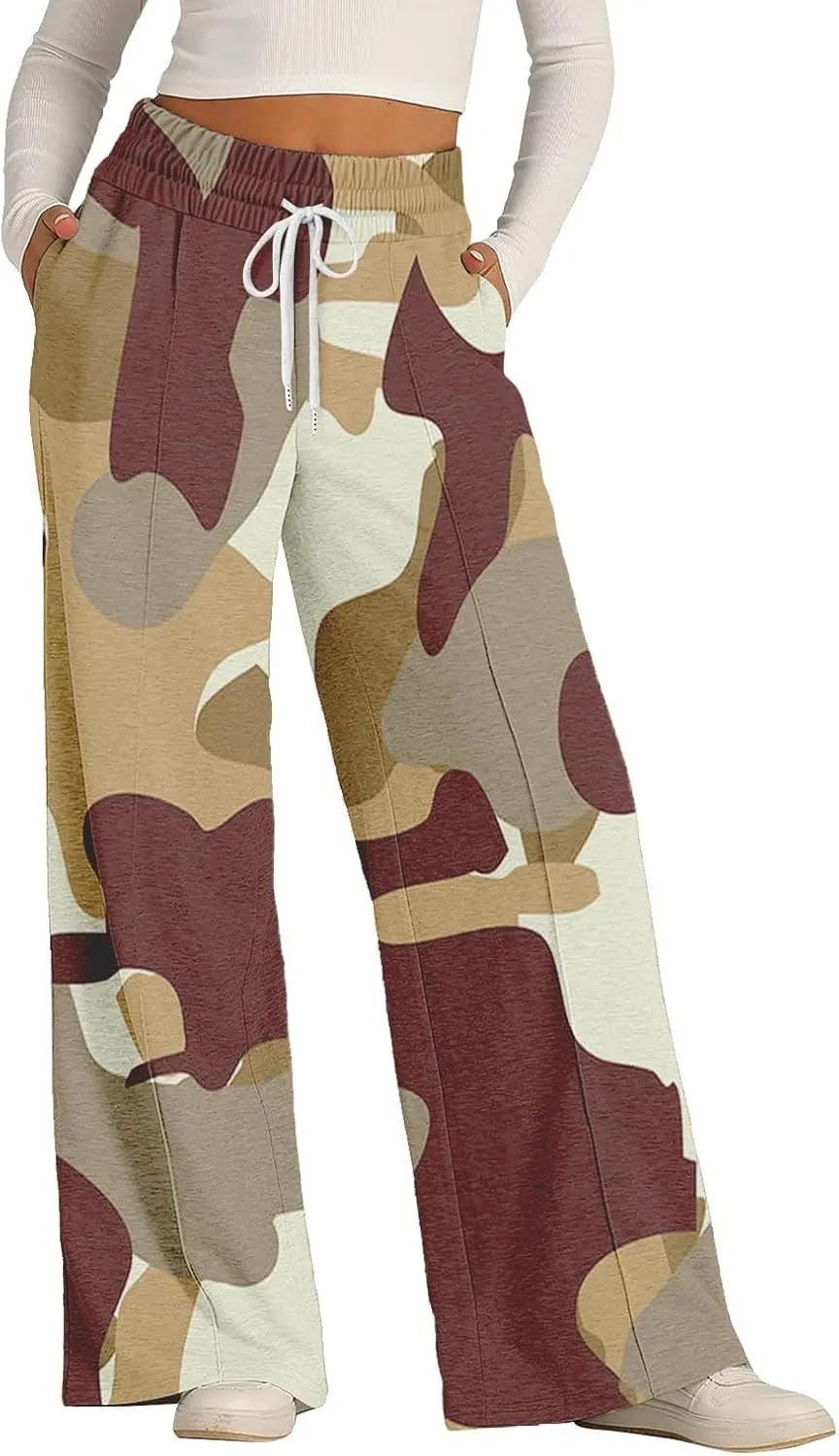 Women's Pants, Straight Leg High Waisted Pants Cotton Linen Wide Palazzo Sweatpants