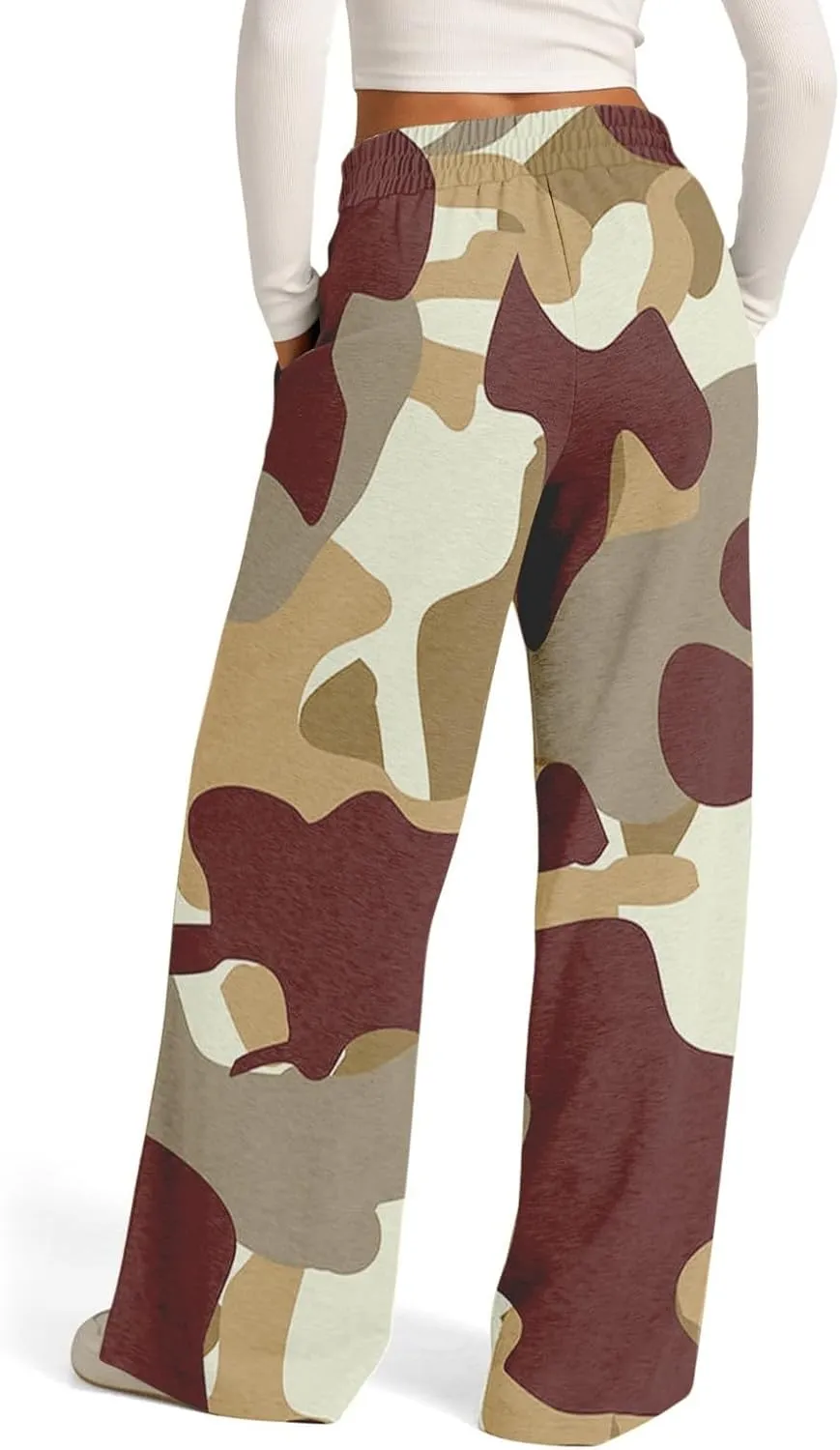 Women's Pants, Straight Leg High Waisted Pants Cotton Linen Wide Palazzo Sweatpants