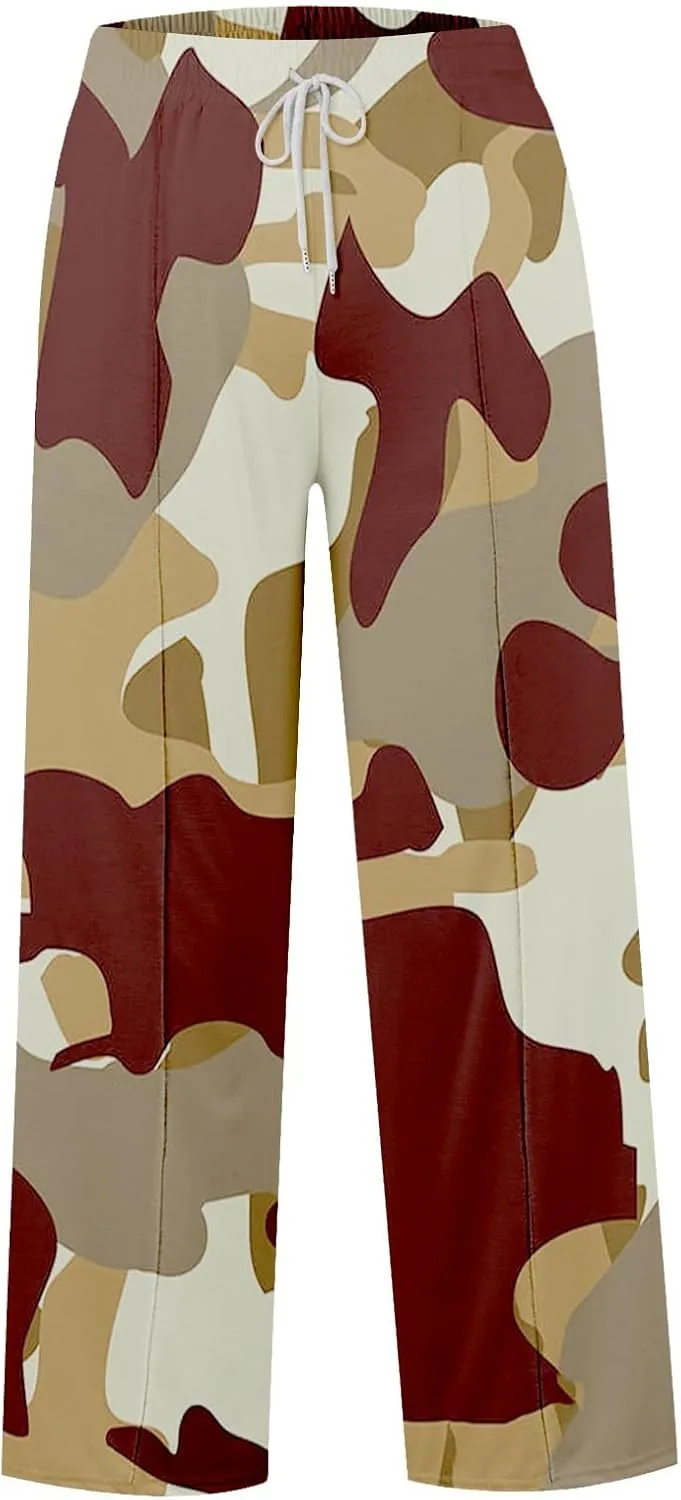 Women's Pants, Straight Leg High Waisted Pants Cotton Linen Wide Palazzo Sweatpants