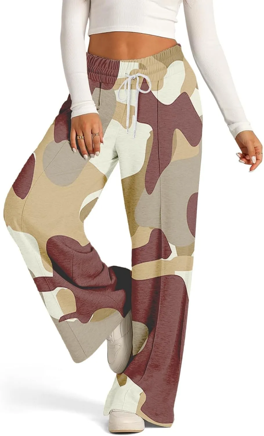 Women's Pants, Straight Leg High Waisted Pants Cotton Linen Wide Palazzo Sweatpants