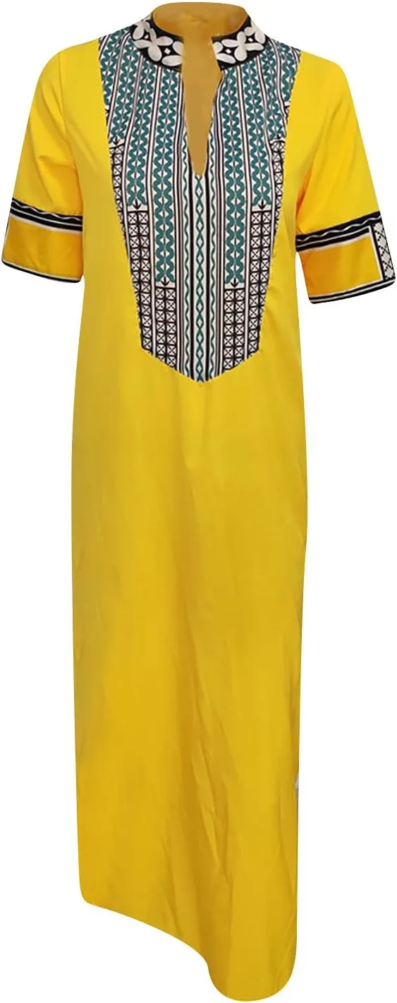 Women's Retro Long Puff Sleeve Beach Plaid Tunic Dress Gingham Swing Tiered Midi Long Shift Sun Dress Plus Size