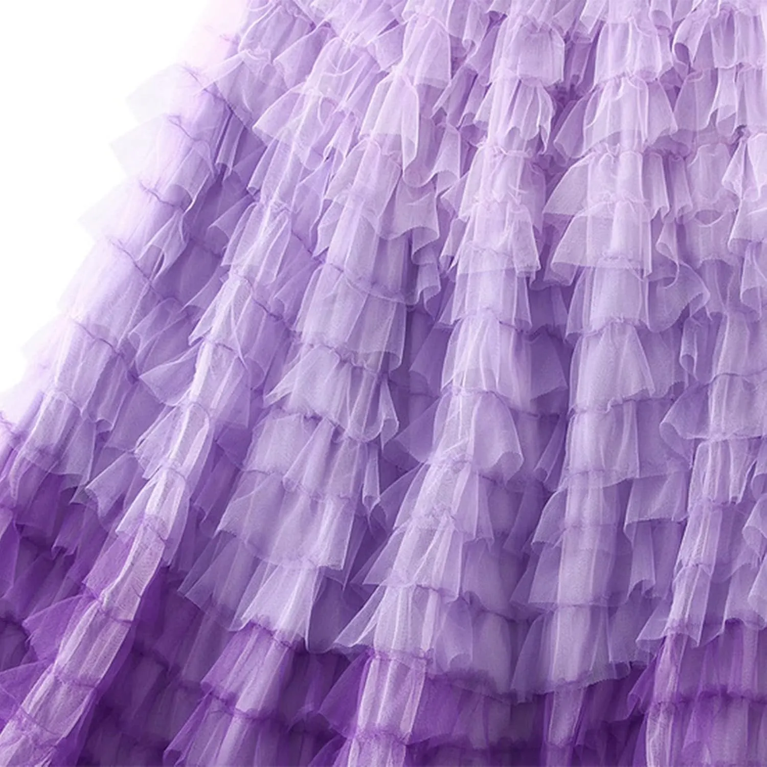 Women's Ruffles Tulle Skirt Fairy Pleated High Waist Maxi Mesh Skirt Long Tutu Party Skirt