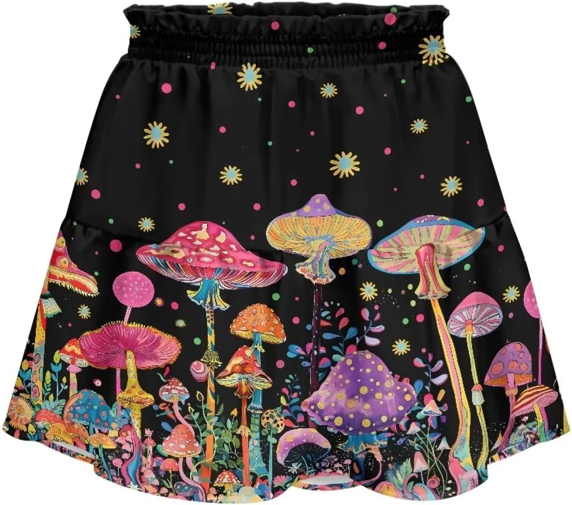 Women's Summer Flared Ruffle Skirt Mini Skirt Soft Stretchy High Waist A-Line Pleated Flowy Beach Swing Skirt XS-XL