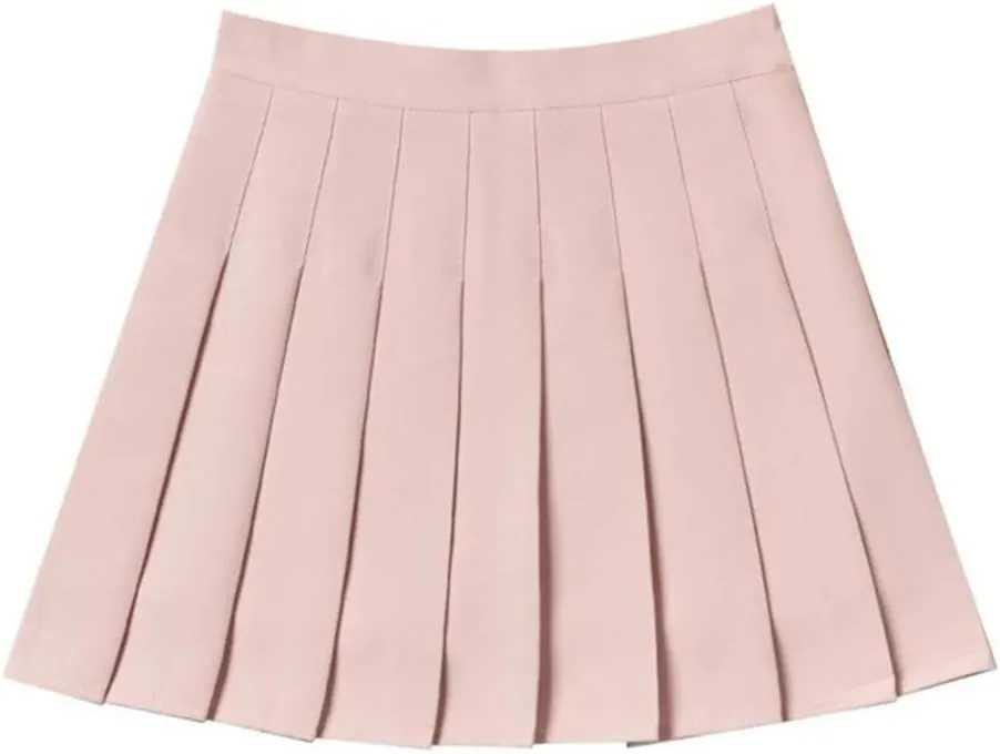 Women's Summer High Waist School Sexy Mini Skirt Short Pleated Solid Color Kawaii Skirt