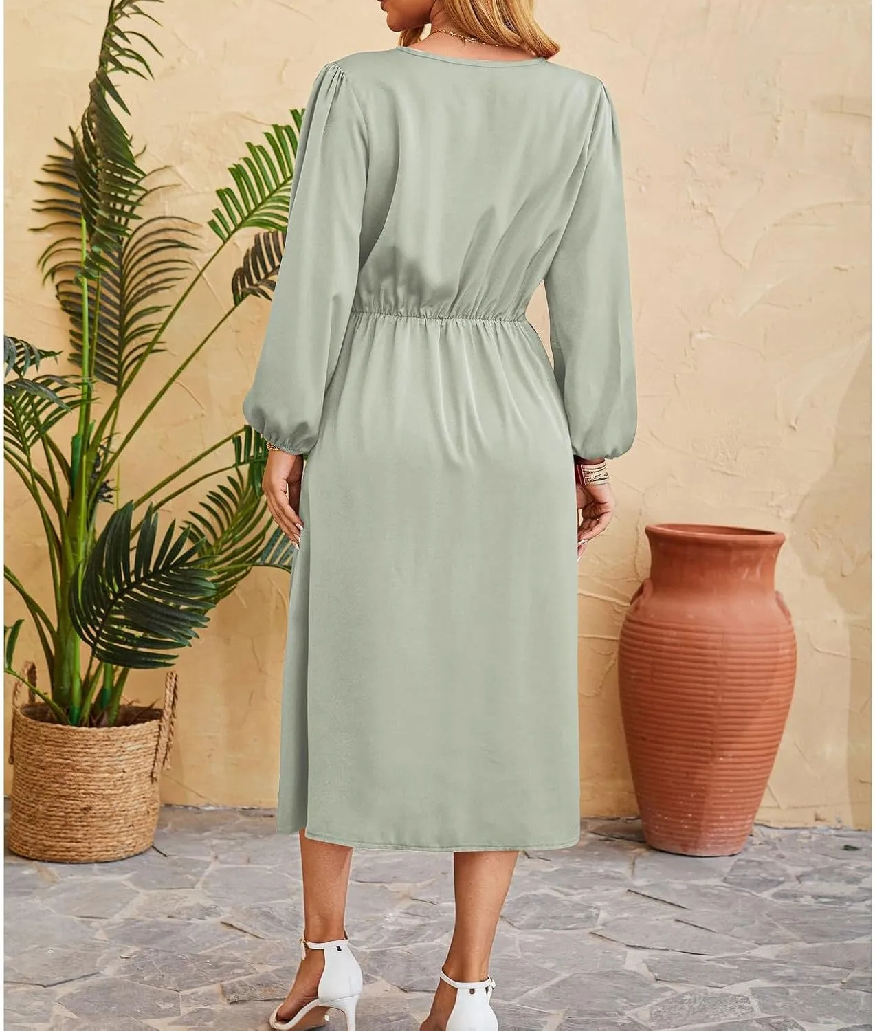 Women's Summer Maxi Dress Casual Boho Floral Wrap V Neck Short Sleeve Ruffle Hem Split Beach Long Dresses with Belt